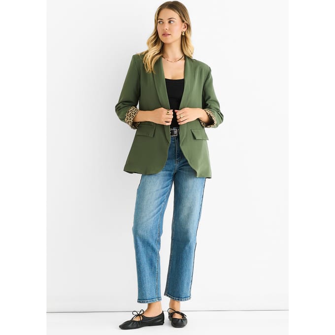 Contrasterende blazer van rand tot rand