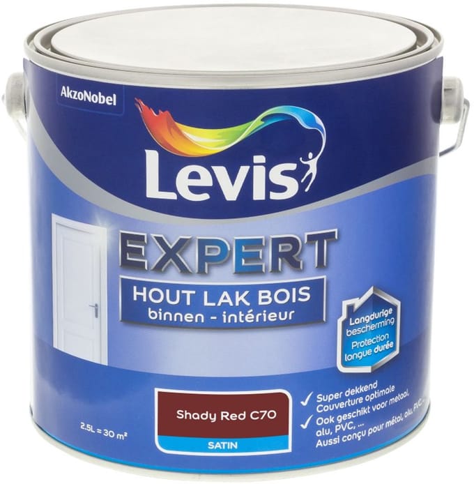 Levis - Expert Hout Lak Binnen Satin Mix - Shady Red C70 - Mengverf - 2,5 L