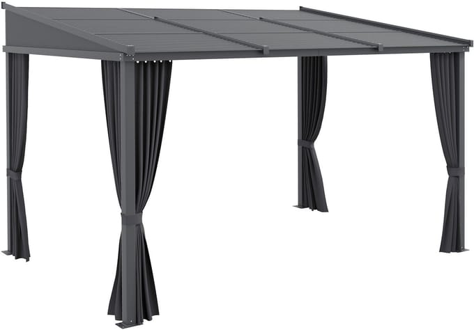 Outsunny Pergola Aluminium, Metall, Polyester, PC Dunkelgrau