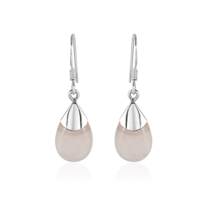 SilverGems Zilveren oorhangers met Rozenkwarts edelstenen