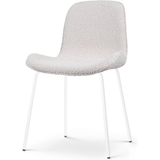 Nolon Nora-Fé Eetkamerstoel Bouclé Beige - Stof - Witte Poten - Modern