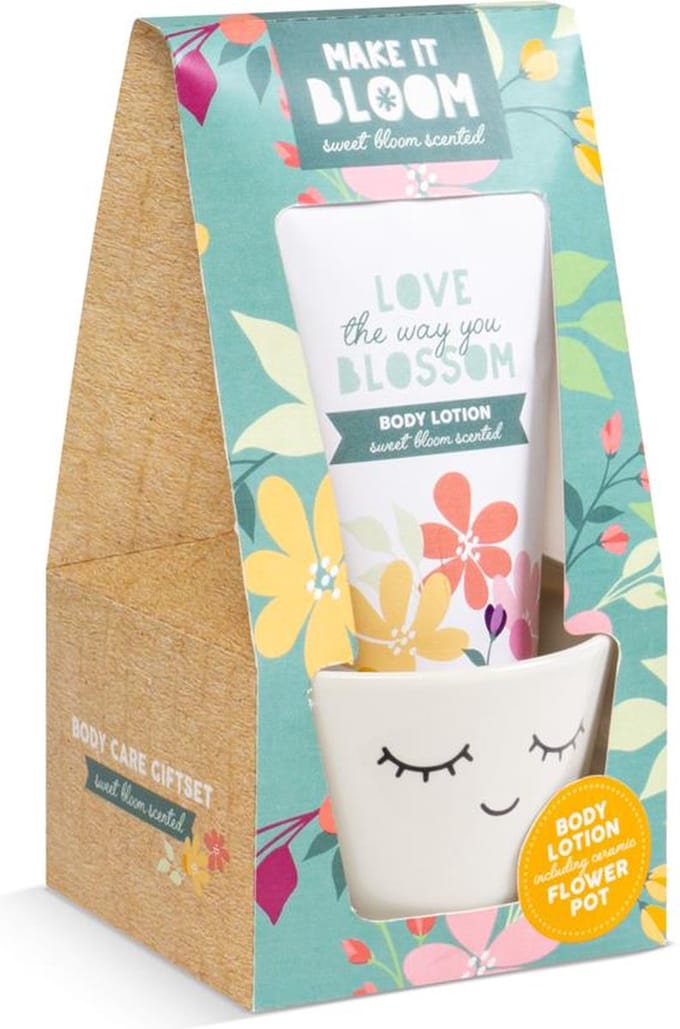 Make it Bloom - Badgeschenkset - Bodylotion met bloempot - Sweet bloom scented