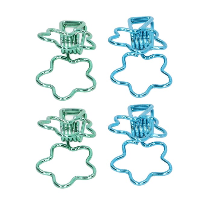 100 Stuks Binderclips Holle Leuke Bloemvorm Stevig Metaal Kleine Binderclips voor Kantoordocumenten blue
