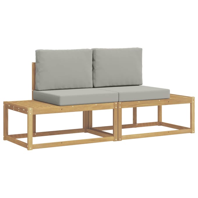 vidaXL - Buiten - bank - set - 2 - st - Wit - en - Lichtgrijs - Polyester