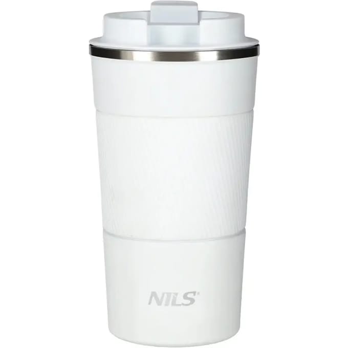 NILS CAMP NCC09 - Thermosfles - Roestvrij Staal - Wit - Antislip Handvat