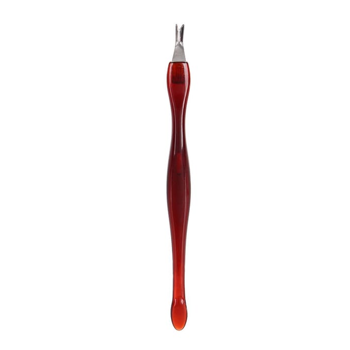 Nail Art Tips Pusher Pedicure Nagelriemknipper Remover Manicureset Plastic Handvat Rood brown