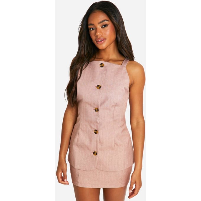boohoo Dames Premium Pinstripe Longline Gilet | Rose | Maat: 6