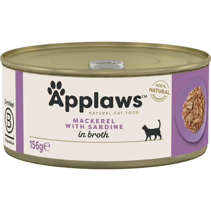 24x156g Makreel met Sardientjes Applaws Kattenvoer
