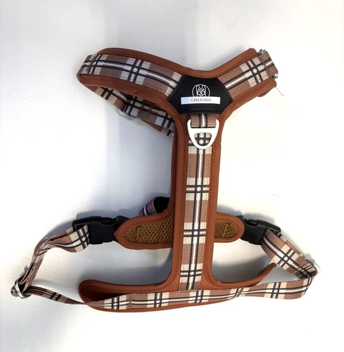Cavlicious® hondentuig - harnas hond - Y-tuig - Barkberry ruit - anti trek - L