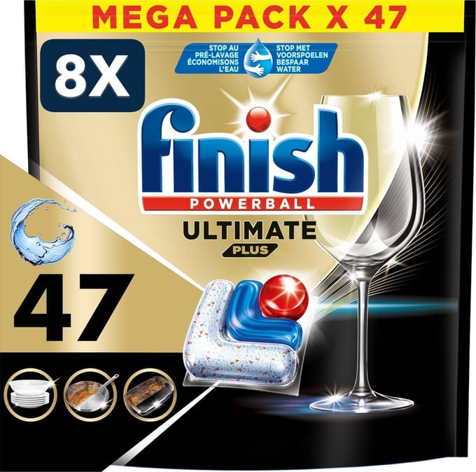 8 x Finish Ultimate Plus All in One regular vaatwastabletten - 47 capsules