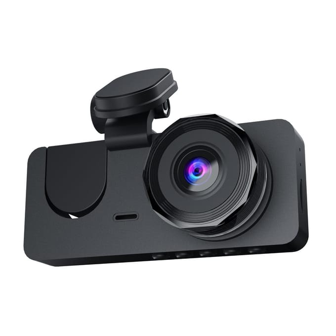 1080P DVR Dash Camera Voor-, Binnen- en Achtercamera Rijrecorder 2 Inch Scherm Dashcam Ondersteuning zwart