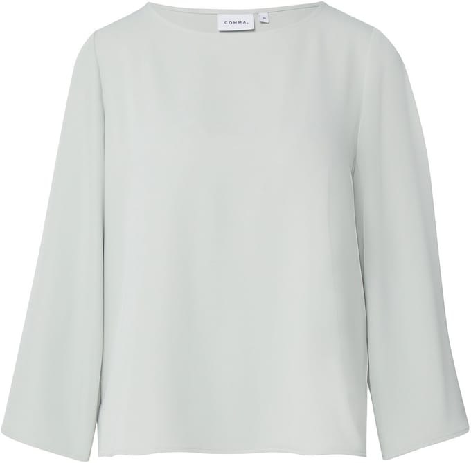 Vrouwelijke blouse met brede 3/4 mouwen en ronde hals COMMA