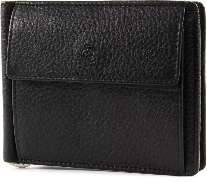 Esquire Leren Kaarthoes Texas RFID Dollarclip Black Zwart