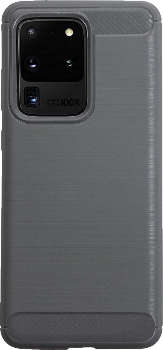 BMAX Carbon soft case hoesje geschikt voor Samsung Galaxy S20 Ultra / Soft Cover - Grijs