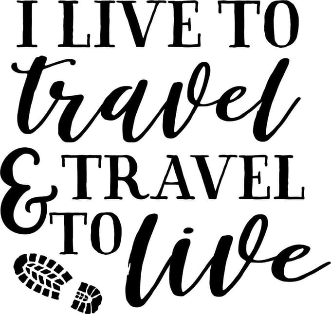 Muurtekst muursticker I live to travel