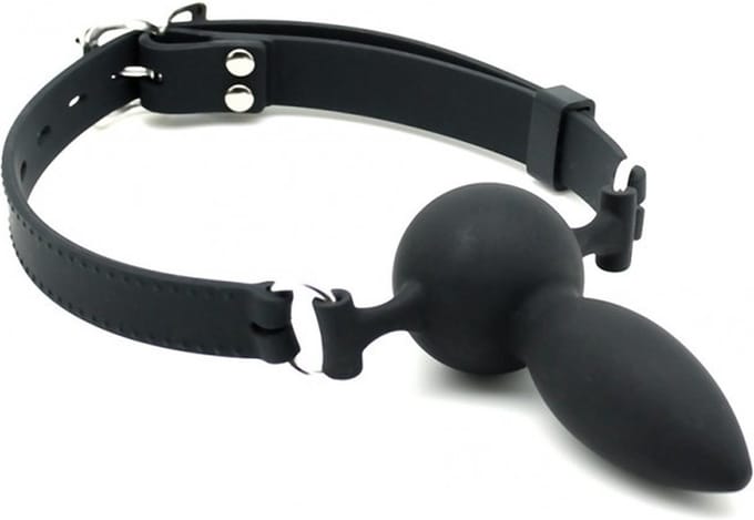 Bondage Play - siliconen mondknevel met dildo