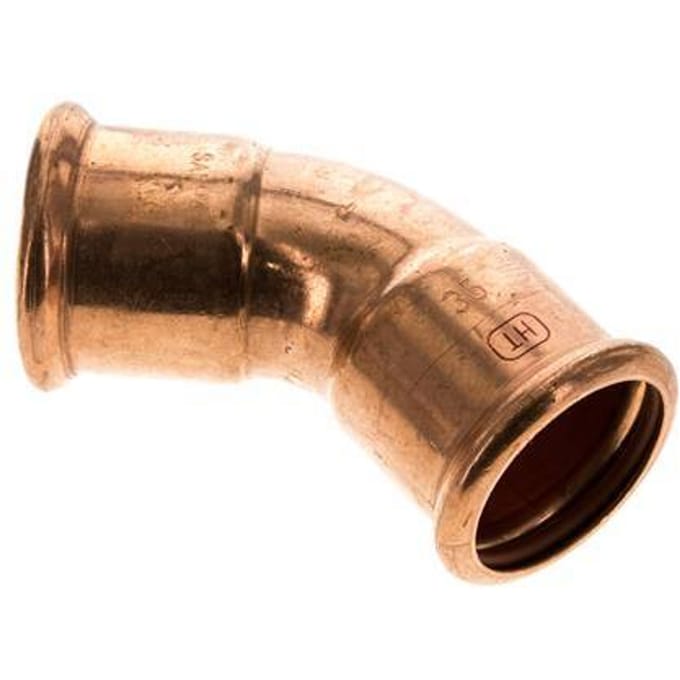 45 graden L-Perskoppeling - 35mm Persmof - Koperlegering