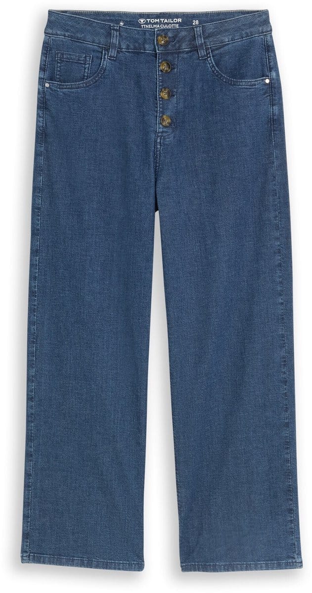 Tom Tailor - TTNELMA CULOTTE-jeans met knoopsluiting - Maat 29/28 - dark blue denim