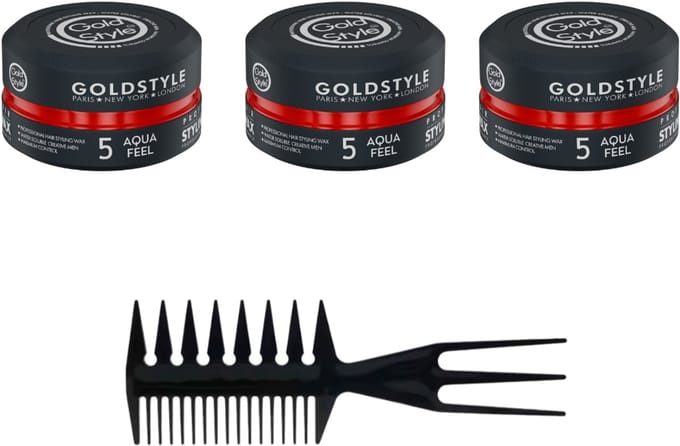 Gold Style Haar Wax Nummer 5 AQUA FEEL ( 3 Stuks)- Styling Haar Wax - Haar Wax Mannen