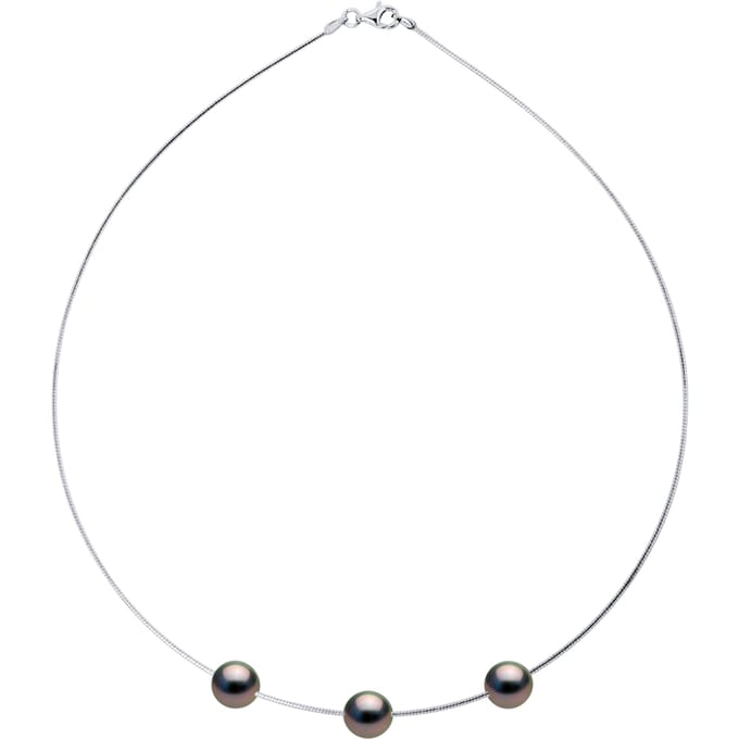 Kraag OMEGA 3 Tahitian parels rond 9-10 mm 925