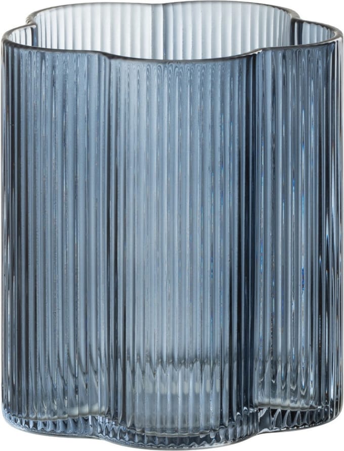 J-Line glas Fiore - glas - donkerblauw - 12 stuks