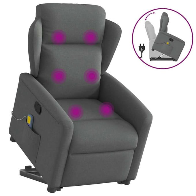 vidaXL - Sta-op-massagestoel - verstelbaar - stof - donkergrijs
