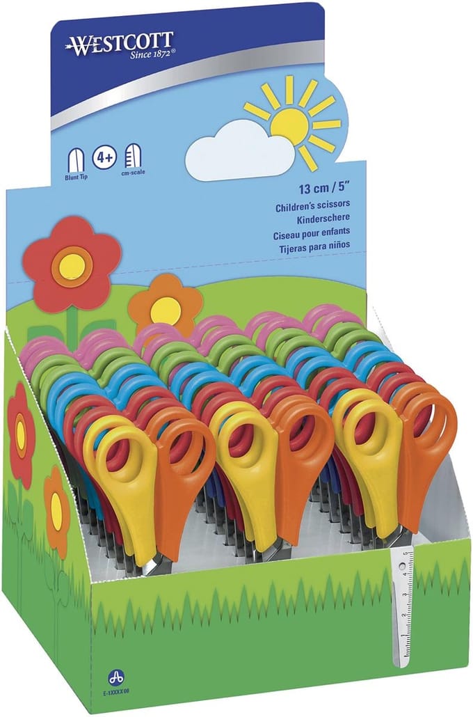 Schaar Westcott Kids cm verdeling ronde punt display 30 stuks assorti