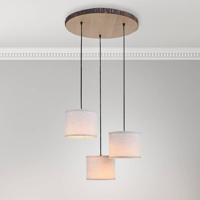 JUST LIGHT. GmbH Bark hanglamp, 3-lamps, rondel
