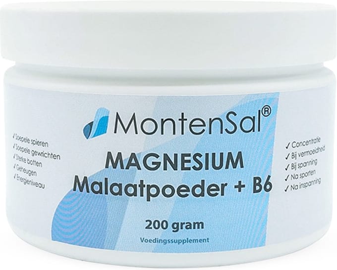 MontenSal - Magnesium Malaat Poeder - P-5-P - Vitamine B6 - 200 gram