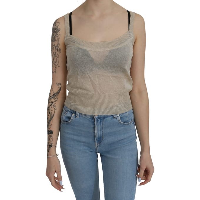 BYBLOS Beige Mouwloze Tankdoorzichtige Top