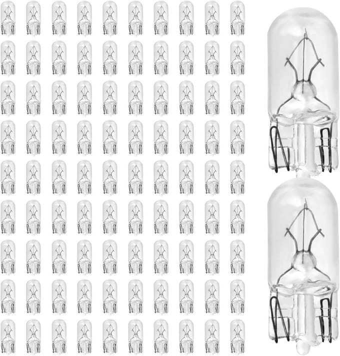 Gloeilampen W5W - Signaallampen Auto - Auto Verlichting - Quartz Glas - 100 Stuks - Transparant
