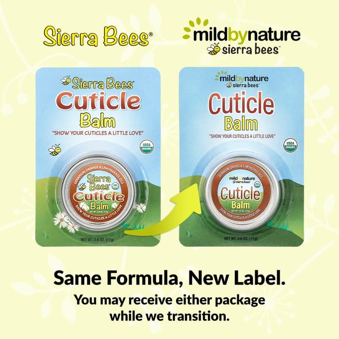 Mild By Nature, Sierra Bees™, Baume Soin Cuticules, Géranium, Orange & Citronnelle, 0,6 oz (17 grammes) brown