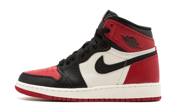 Jordan 1 Retro High Bred Toe GS 575441-610 38.5 red