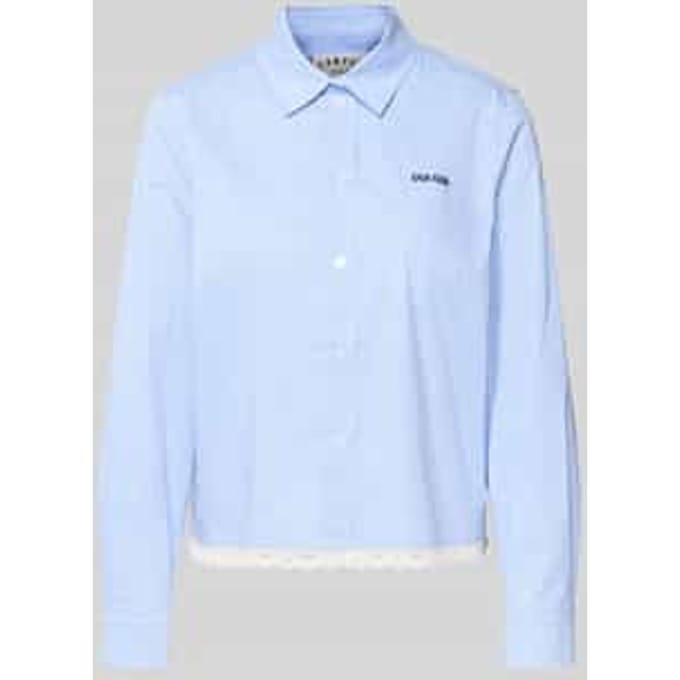 regular fit blouse met label-stitching en kant