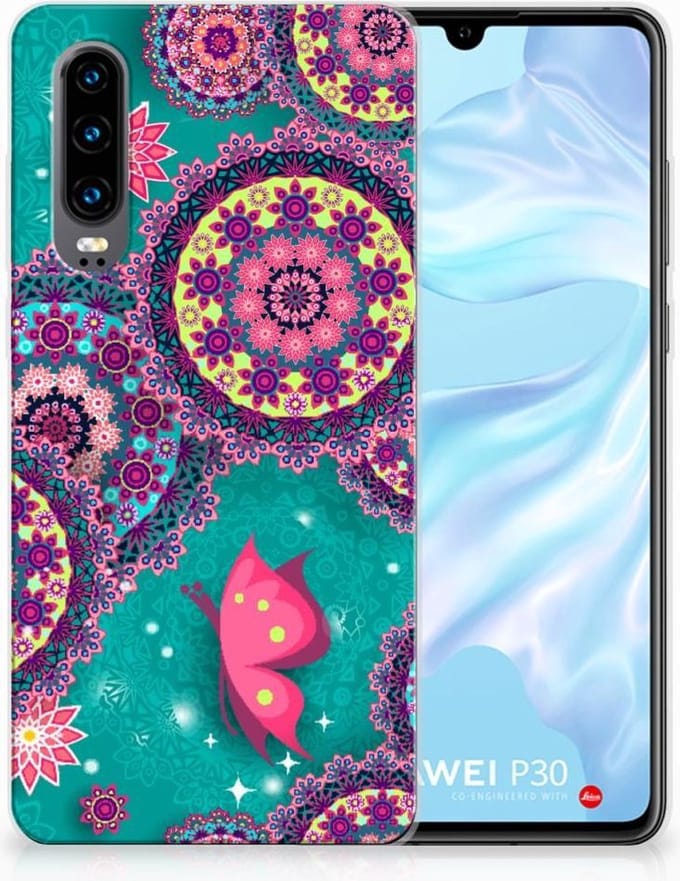Huawei P30 Hoesje maken Cirkels en Vlinders