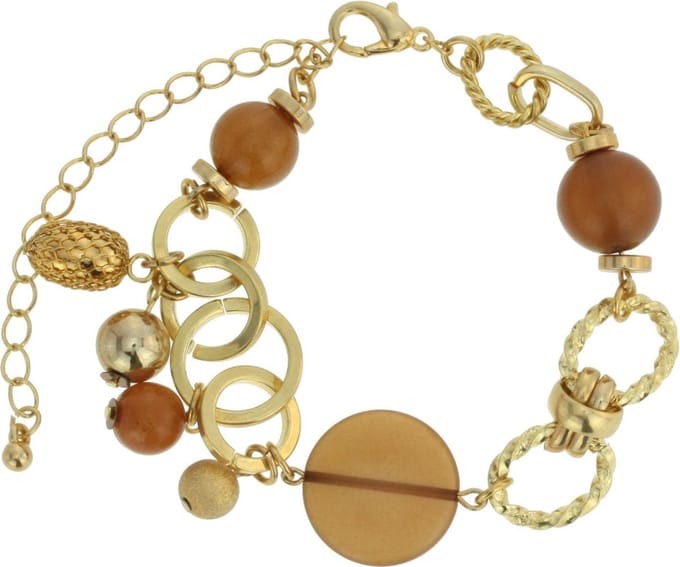 Behave - Goudkleurige armband met kralen - Warme herfststijl