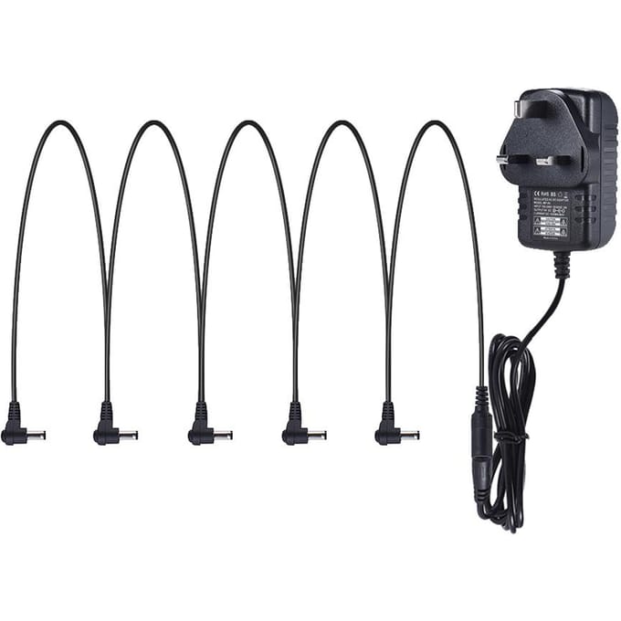 Voedingsadapter voor gitaareffect 9V DC 1000mA 5-weg Daisy Chain-kabel UK Plug gray