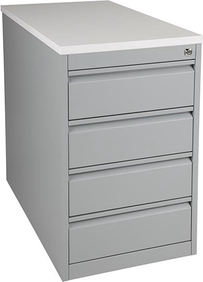 Praktische standcontainer 4 lades diep 80CM kleur Wit (RAL9010) topblad Wit