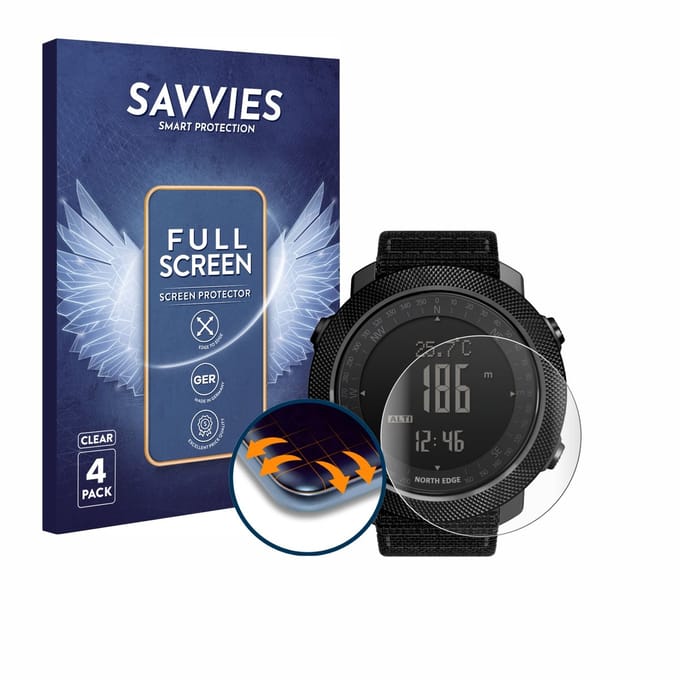 Savvies - Screenprotector voor North Edge Apache - Folie Beschermfolie transparant volledig dekking 4 Stuks