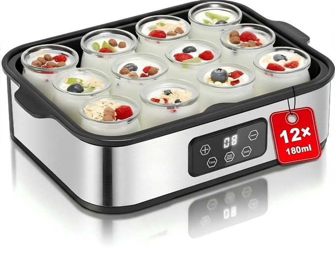 AHD® Yoghurtmaker - Ijsmachine - Yoghurtmachine - Zilver/Zwart - ‎37cm x 27cm x 14cm