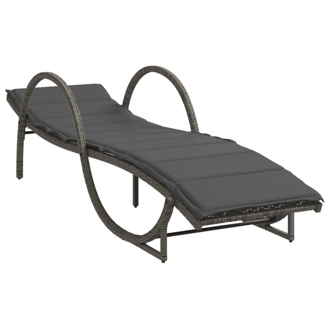 vidaXL - Ligbedden - 2 - st - met - kussens - poly - rattan - grijs