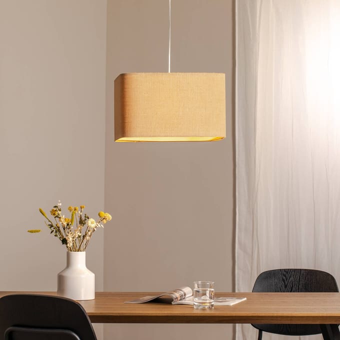 Maco Design Kwadro hanglamp, beige, 40 x 40 cm, jute stof