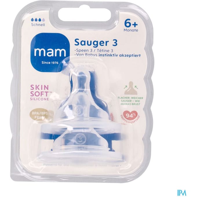 Mam flesspeen size 3 6.maanden 2 stuks Onbehandeld/Naturel unisex