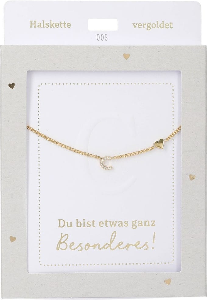 Depesche ketting goud met letter C en hartje - cadeau sieraden.
