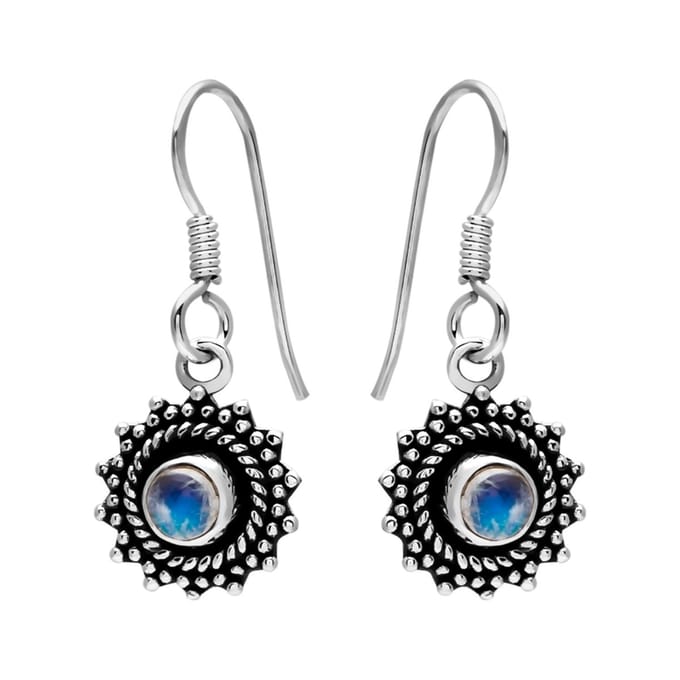 WeLoveSilver - Zilveren oorhangers - Labradoriet - Zon ontwerp