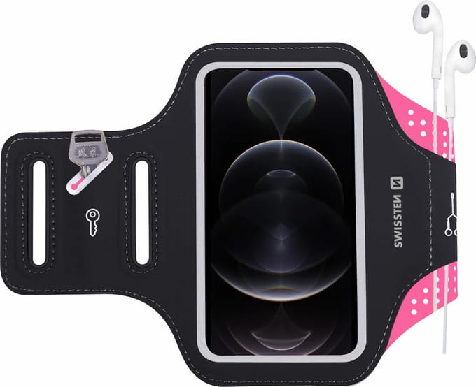 Swissten Hardloop Telefoonhouder t/m 6 inch - Waterdichte Hardloopband - Reflecterende Sportarmband - Roze