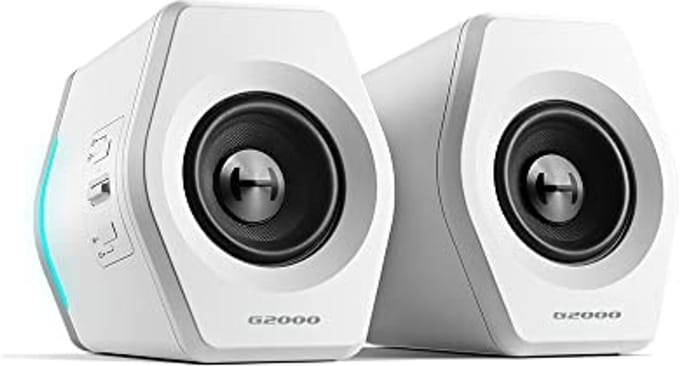 2.0 Bluetooth Gaming Box met RGB Verlichting - Witte PC Speakers