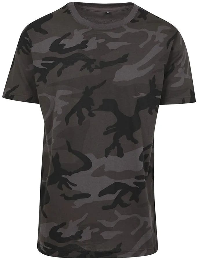 Build your Brand Camo Round Neck Tee BY109 - Dark Camo - S