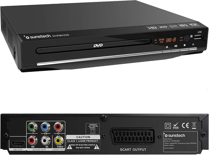 Compacte DVD-speler - Mediaspeler - Films Kijken - Ondersteunt Diverse Formaten - 225 cm Breed - Zwart