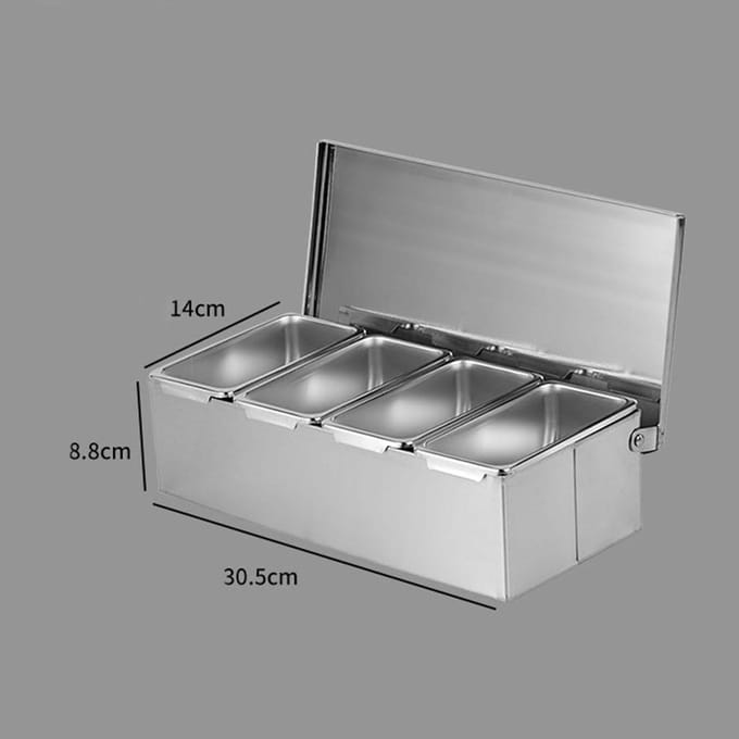 RVS kruidendoos 4 compartimenten trays grote capaciteit opslag kruidendoos voor keuken gray
